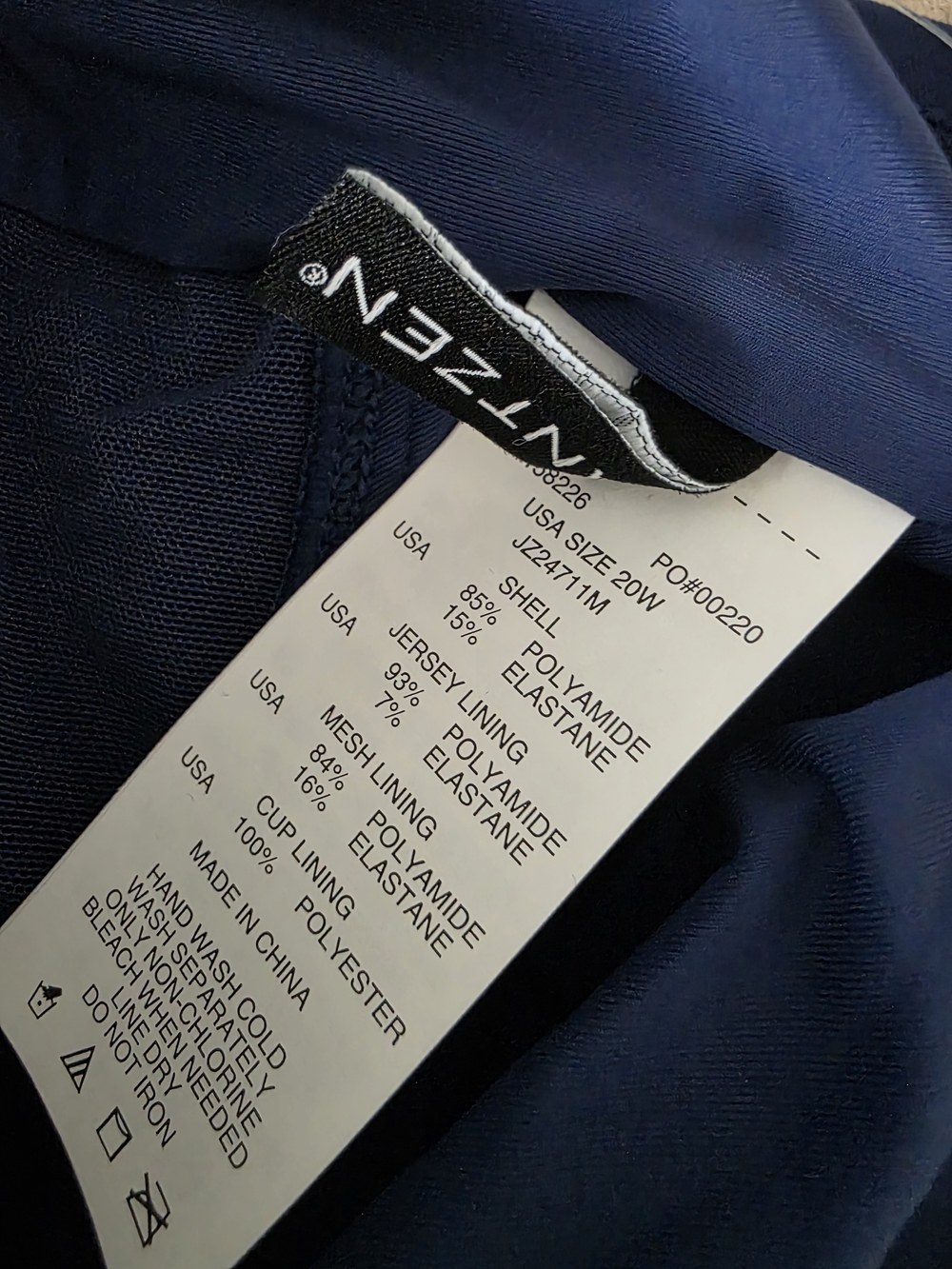 Jantzen Pantheon Blue Tummy Control Cross Back Swimsuit 20W - Picture 4 of 4